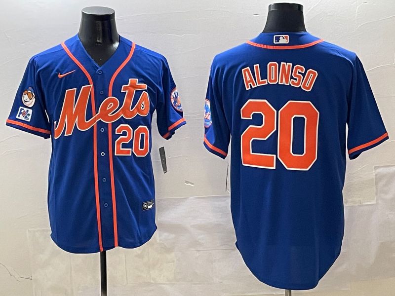 Men New York Mets #20 Alonso Blue Game 2025 Nike MLB Jersey style 11